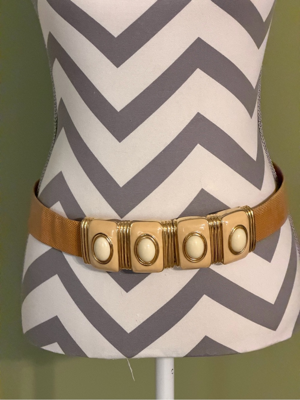 Alexis Kirk vintage enamel and reptile skin belt
